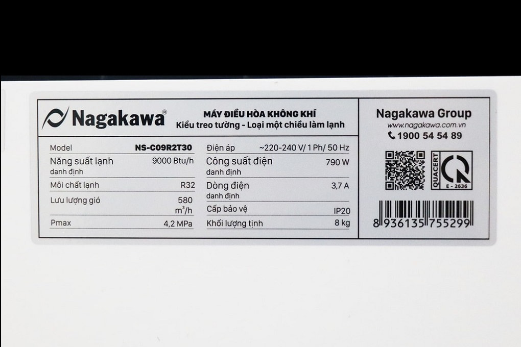 Điều hoà Nagakawa 9000 BTU 1 chiều NS-C09R2T30