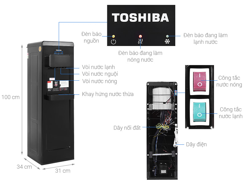 Cây nước nóng lạnh Toshiba RWF-W1917TV 650W