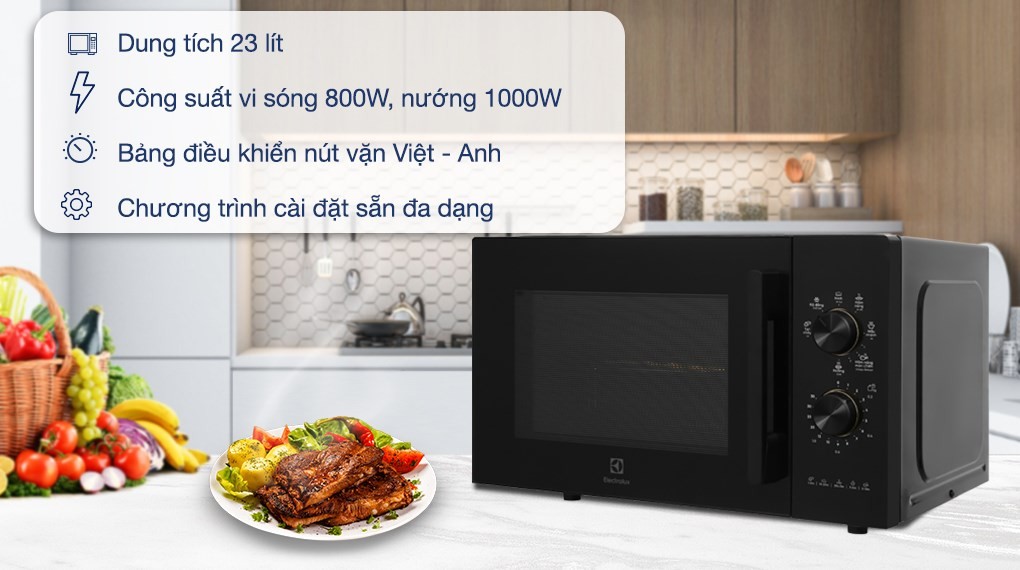 Lò vi sóng có nướng Electrolux EMG23K22B 23 lít