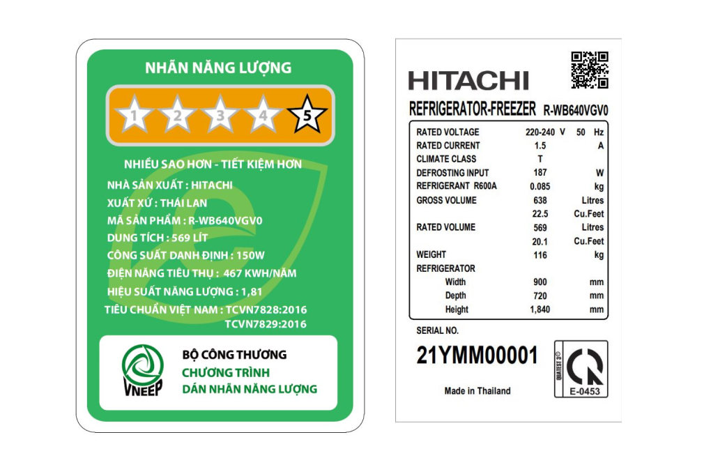 Tủ lạnh Hitachi Inverter 569 lít Multi Door R-WB640VGV0 GBK