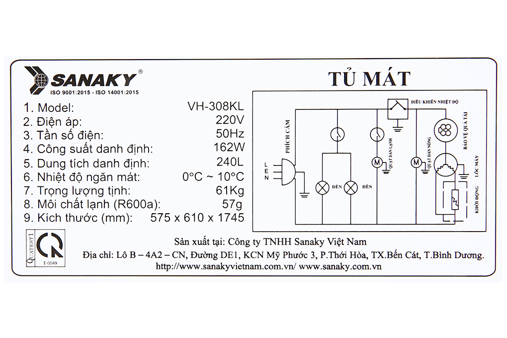 Tủ mát Sanaky 240 lít TM.VH308KL