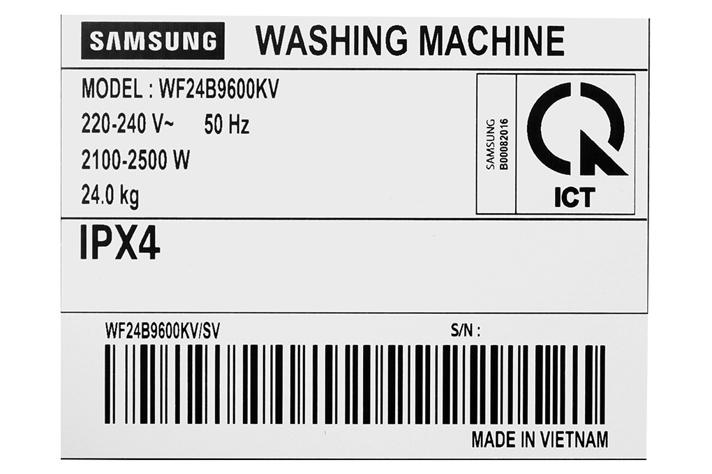 Máy giặt Samsung Bespoke AI Inverter 24 kg WF24B9600KV/SV