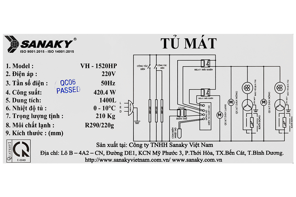 Tủ mát Sanaky 1400 lít TM.VH1520HP