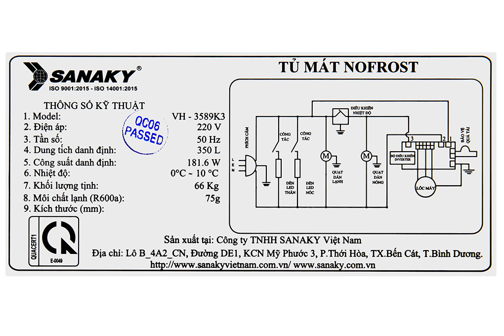 Tủ mát Sanaky Inverter 350 lít VH-3589K3