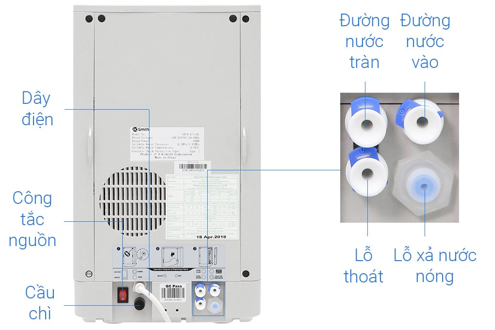 Máy lọc nước RO có nước nóng AOSmith AR75-A-S-H1 3 lõ