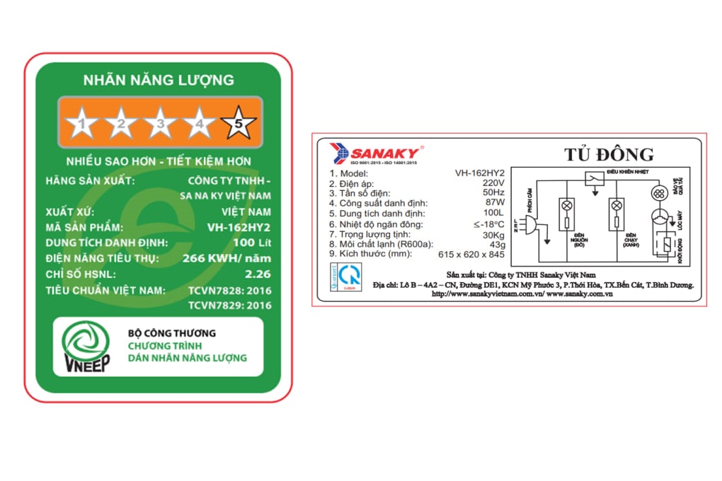 Tủ Đông Sanaky 100 lít VH162HY2