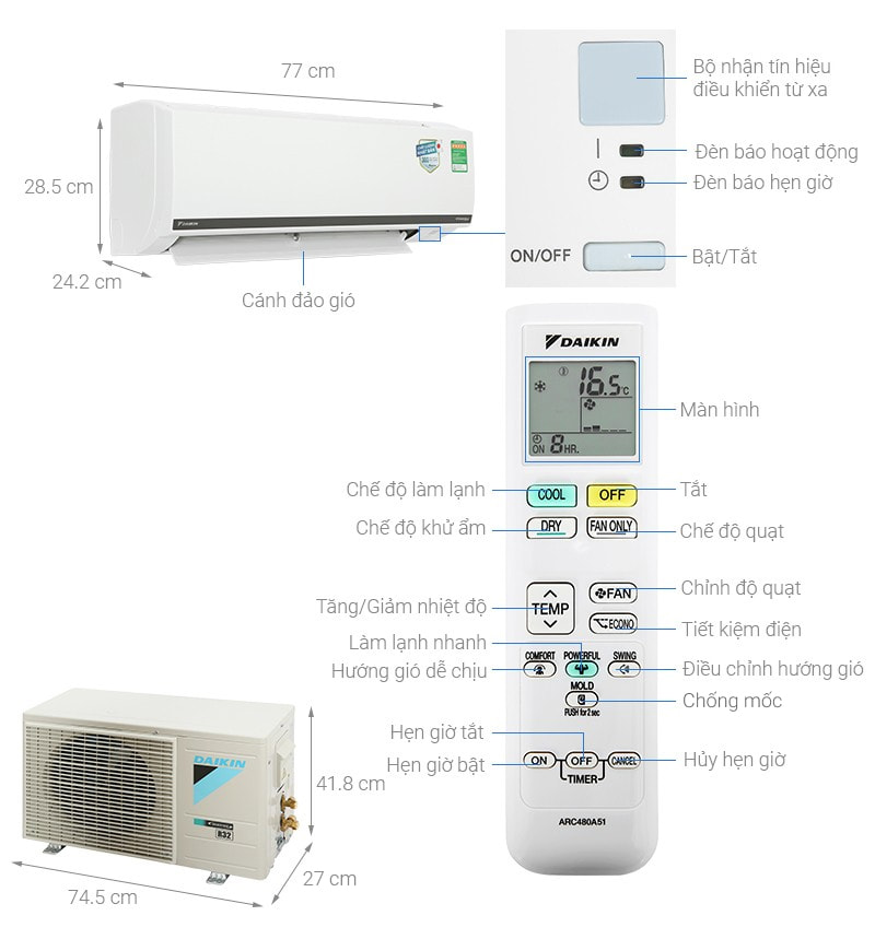 Điều hòa Daikin 1 chiều Inverter 9.000Btu FTKB25YVMV