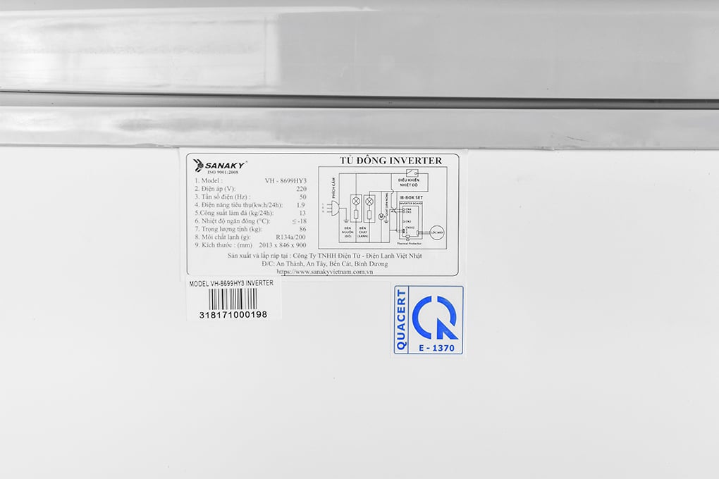 Tủ đông Sanaky Inverter 761 lít VH-8699HY3