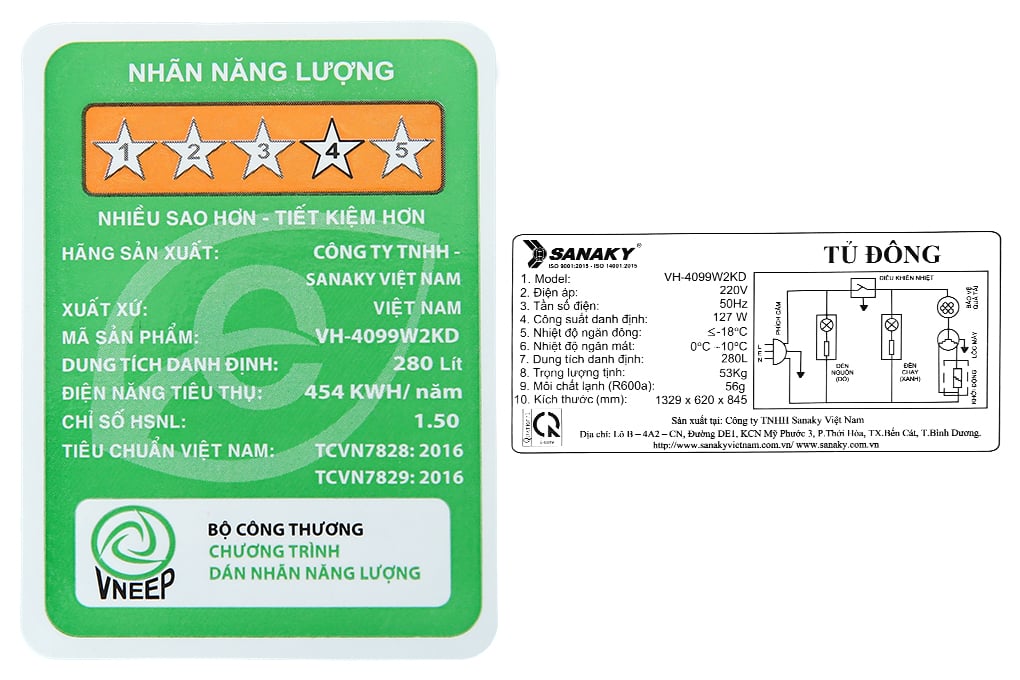 Tủ đông Sanaky 280 lít TD.VH4099W2KD