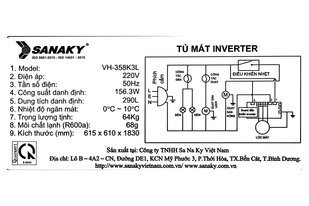 Tủ mát Sanaky Inverter 290 lít TM.VH358K3L