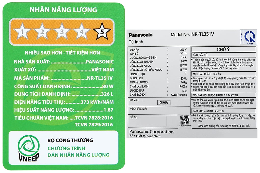 Tủ lạnh Panasonic Inverter 326 lít NR-TL351VGMV