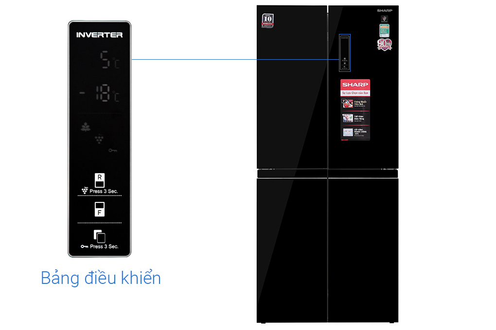 Tủ lạnh Sharp Inverter 401 lít SJ-FXP480VG-BK
