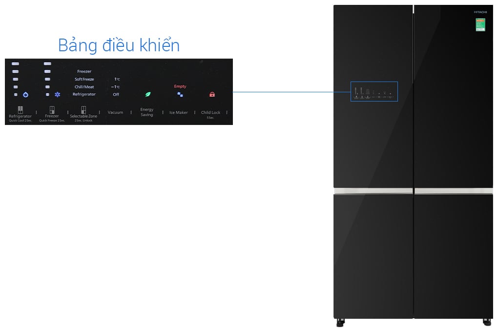 Tủ lạnh Hitachi Inverter 569 lít Multi Door R-WB640VGV0 GBK