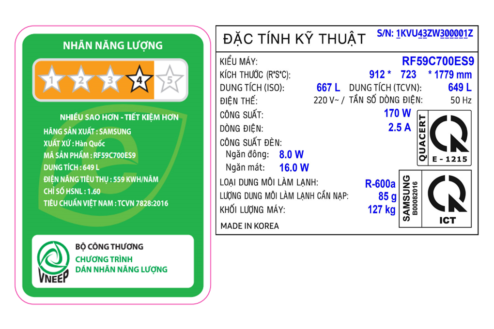 Tủ lạnh Samsung Inverter 649 lít Multi Door RF59C700ES9/SV